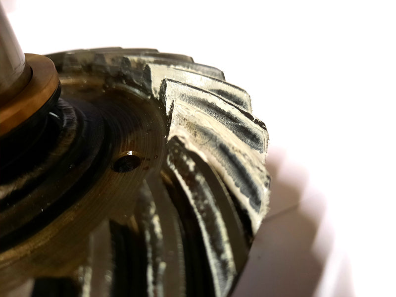 Crown and pinion gear contact pattern