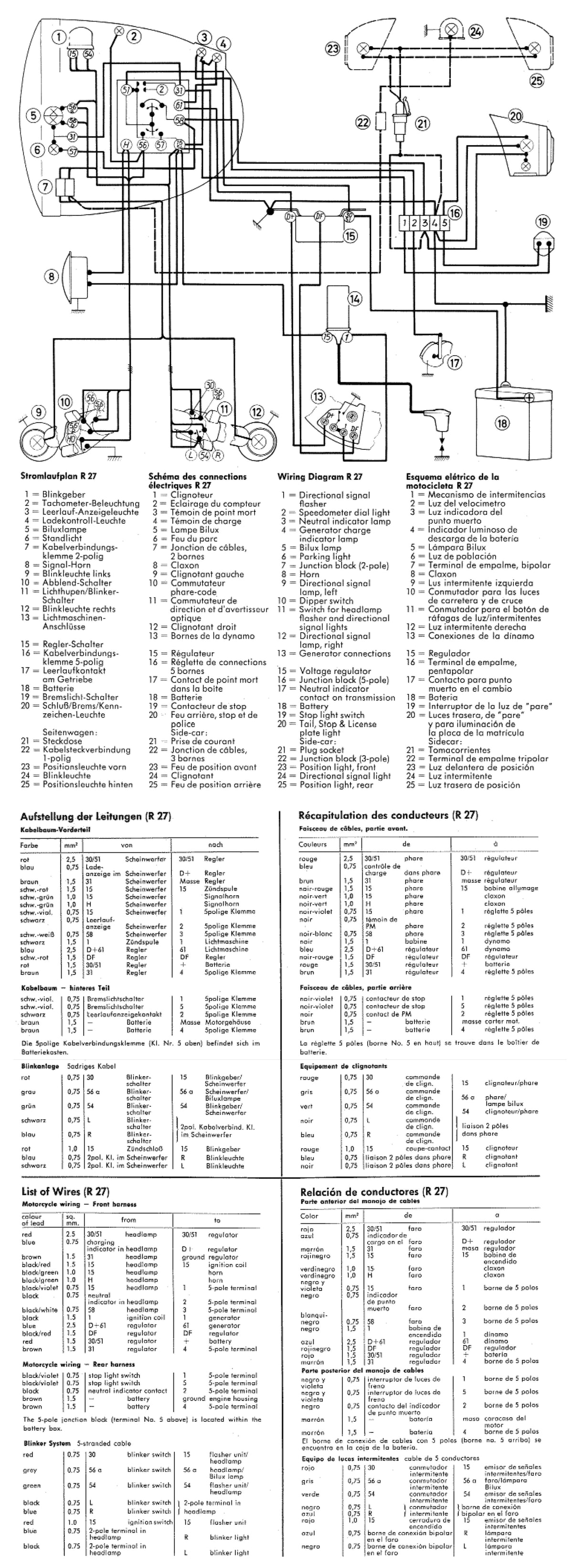 Wiring diagram BMW R27 1960 - 1967