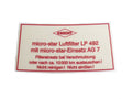 Sticker for air filter Knecht micro-star LP492