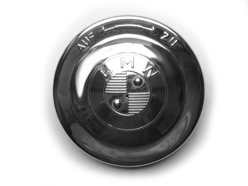 Fuel tank cap chromed, BMW, AUF - ZU (domed) Ø92 mm