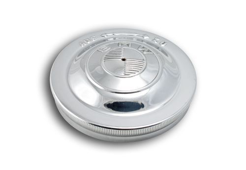 Fuel tank cap chromed, BMW, AUF - ZU (domed) Ø92 mm