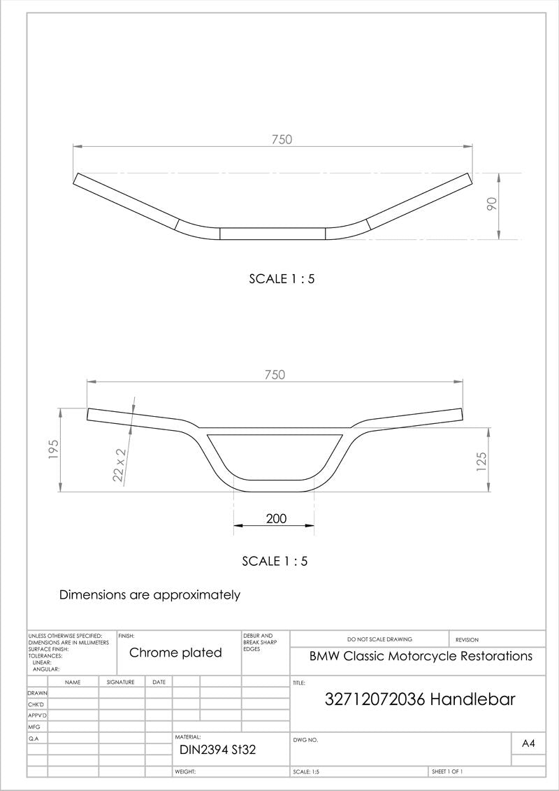 Handlebar, Fehling L6, high USA model with cross brace ►see details