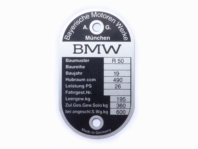 Vehicle identification plate R50 - curved
