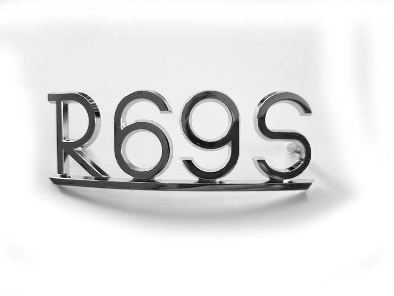 Emblem R69S, on rear fender - chrome