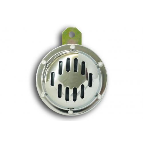 Horn 12V, black with chrome cover Ø 100 mm