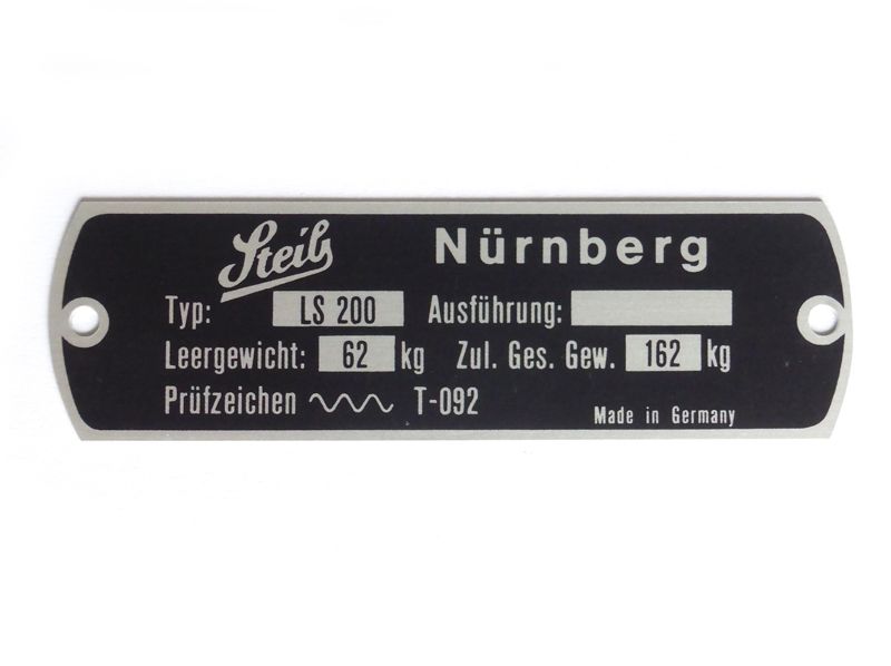Vehicle identification plate Steib LS200
